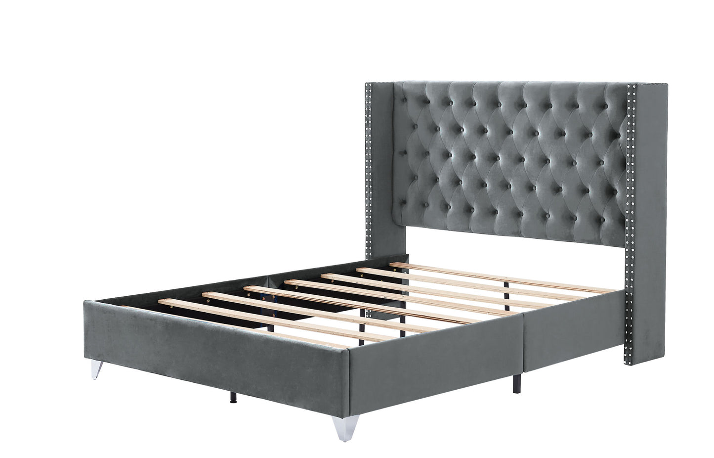 toni queen bed with two nightstands, + metal legs with electroplate #2