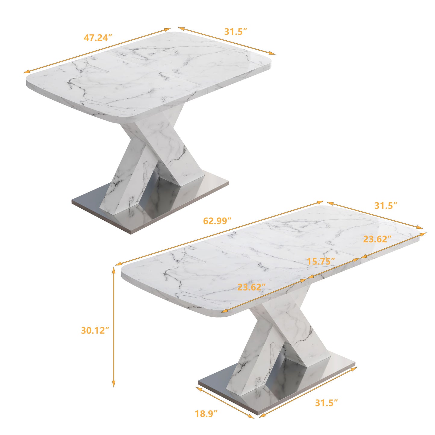 lux extendable marble square dining table