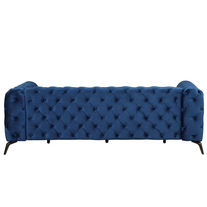 Sara Velvet Upholstered Sofa Blue