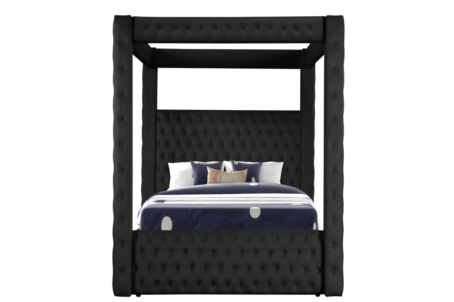 monica luxurious four-poster full bed made with wood in black