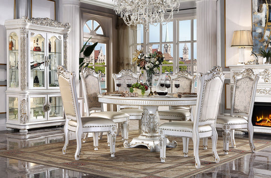 ACME Vendome DINING TABLE Antique Pearl Finish