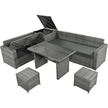 Outdoor 6-Piece All Weather PE Rattan Sofa Set