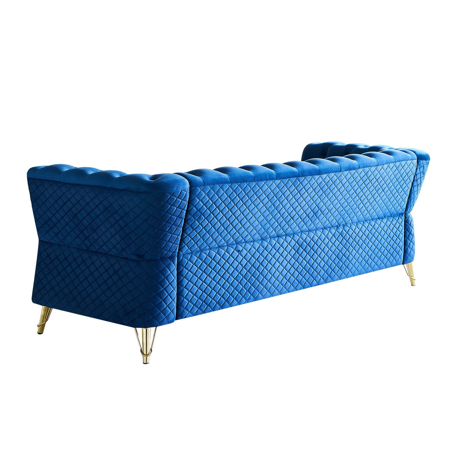 modern tufted velvet sofa ,blue