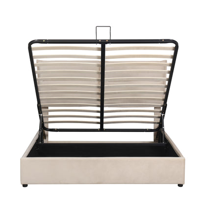 Upholstered Platform bed with a Hydraulic Storage System