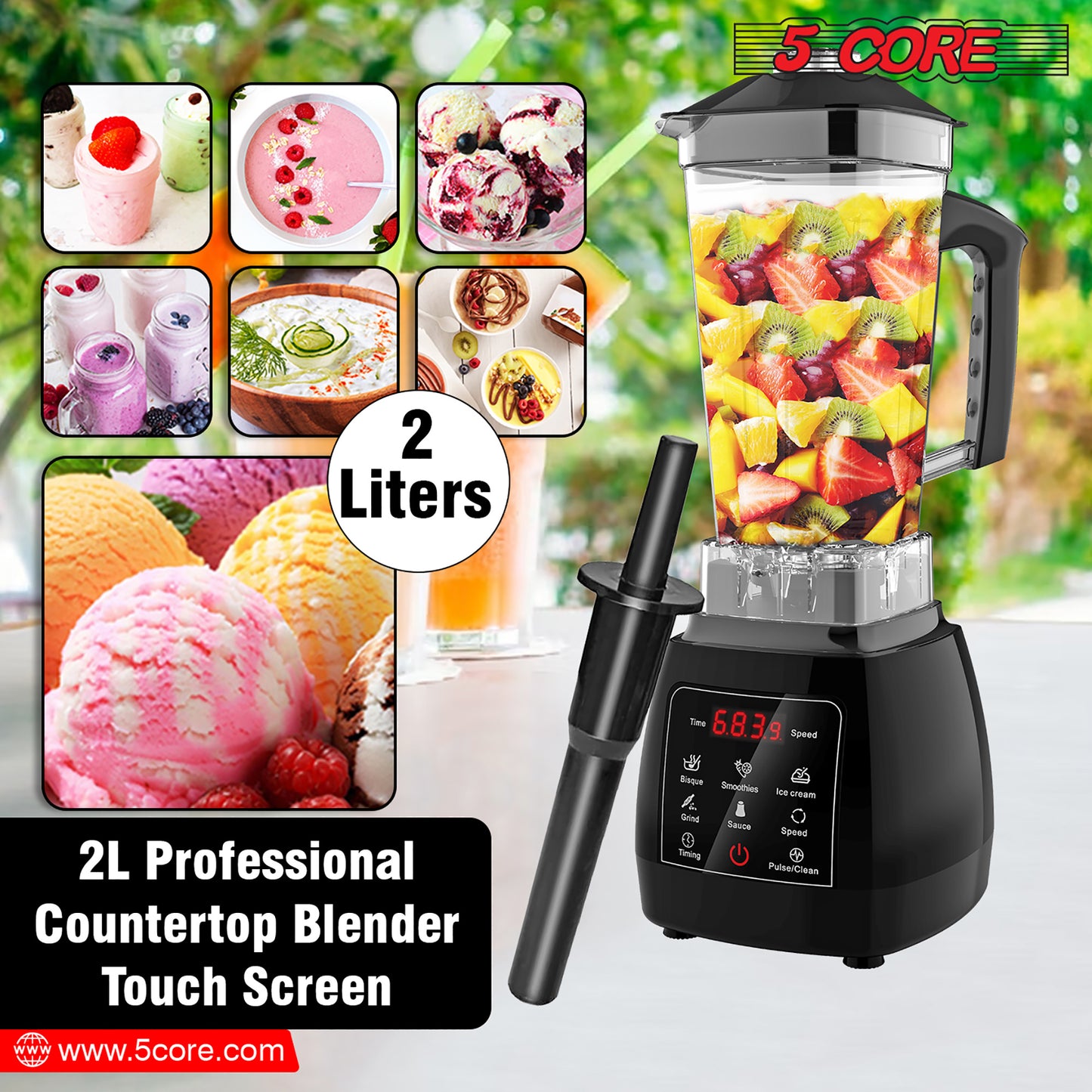 5 core 2l professional touch screen blender