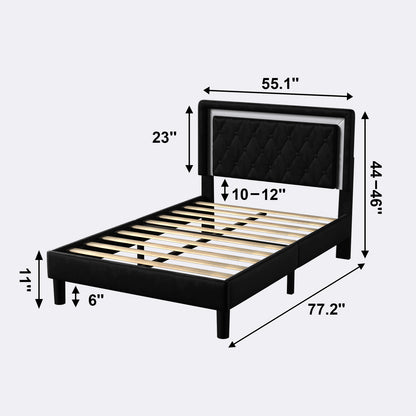 Moxy Bed with Upholstered Headboard, Black