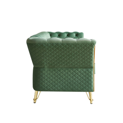 Modern Tufted Velvet Sofa, Mint Green