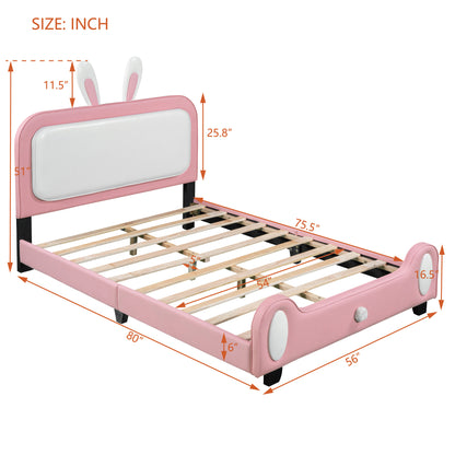 Upholstered Rabbit-Shape Princess Bed