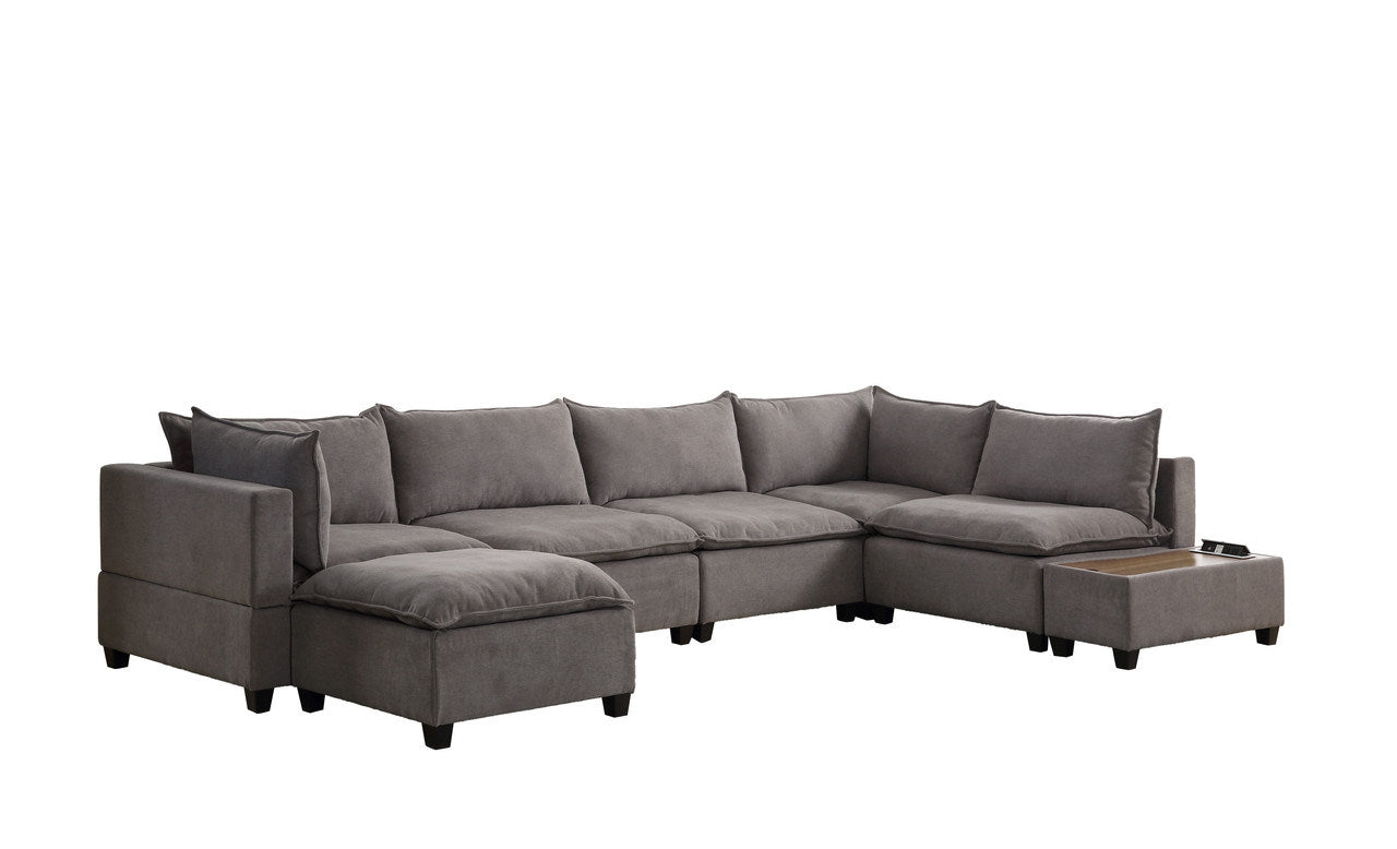 madison 7pc modular sectional sofa chaise with usb storage console table