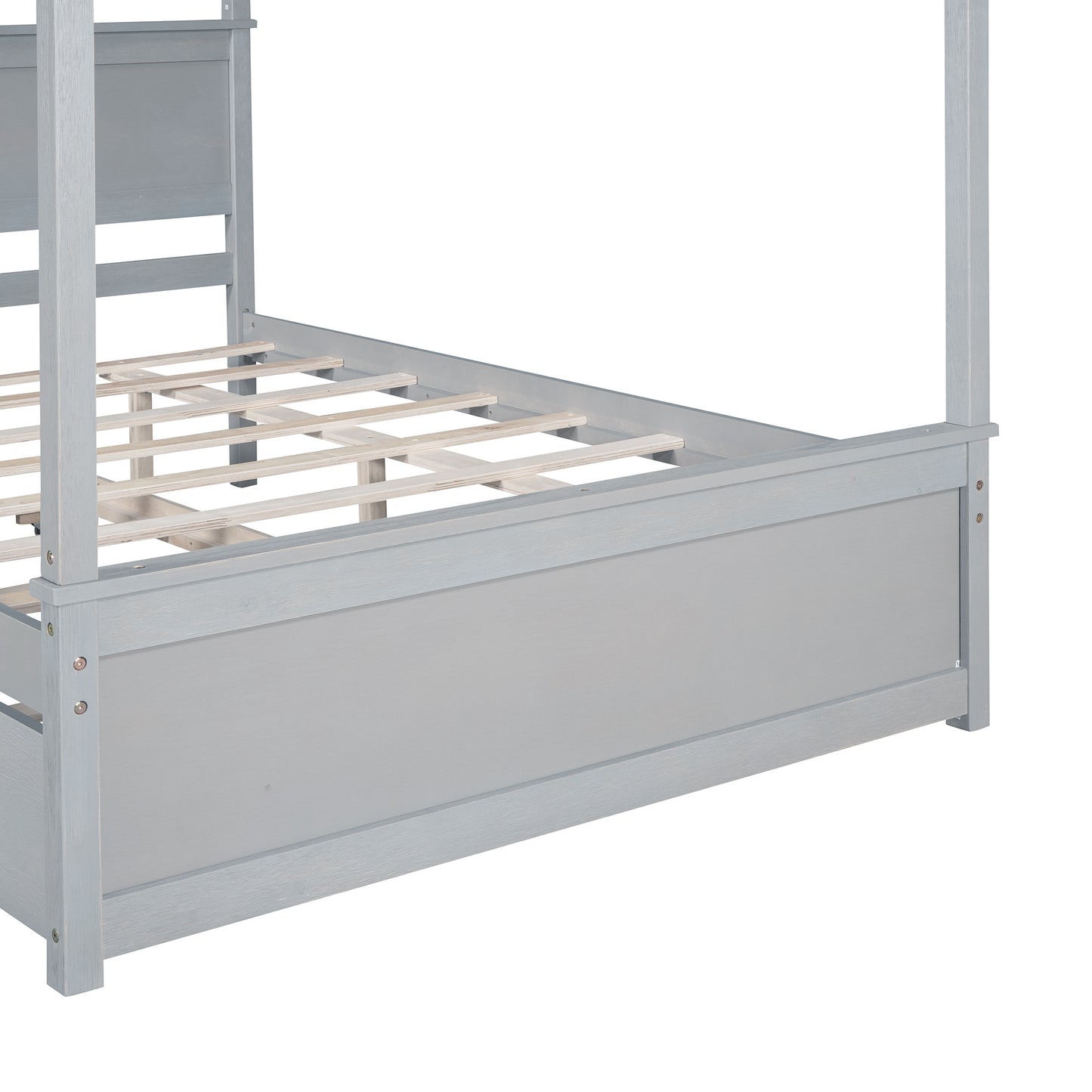 wood canopy bed with trundle