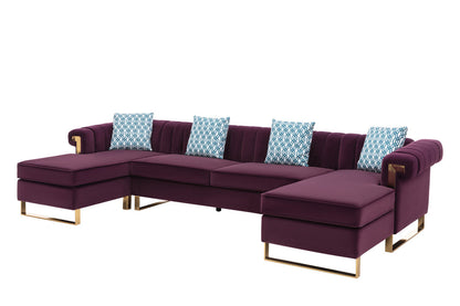 Maddie Velvet 5-Seater Double Chaise Sectional Sofa