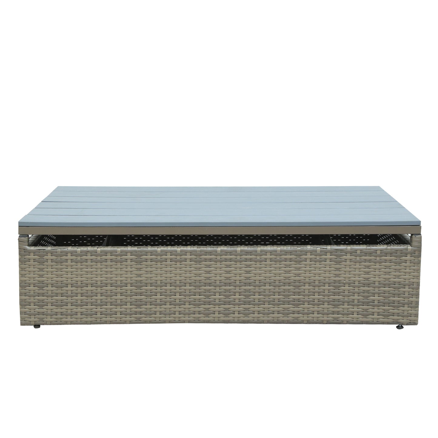 5-piece patio wicker sofa set cushions; ottomans and lift top coffee table included
