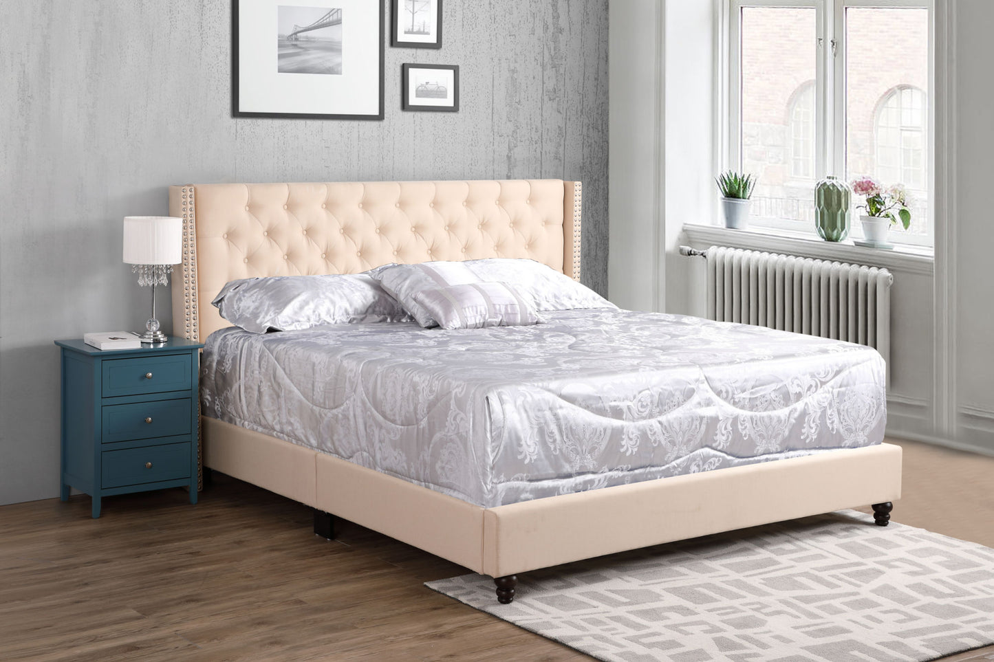 julie upholstered bed , beige