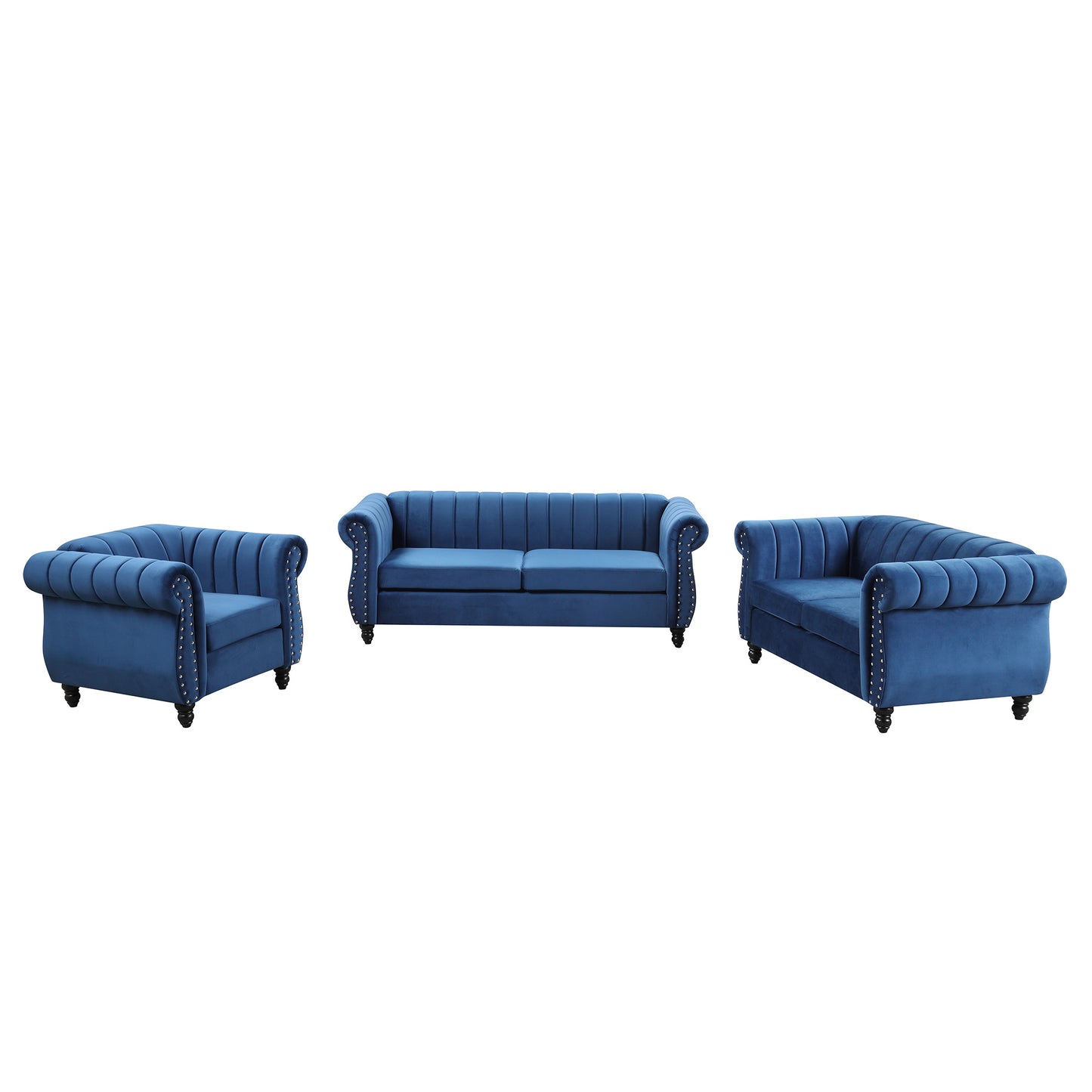 frosted velvet upholstered sofa set
