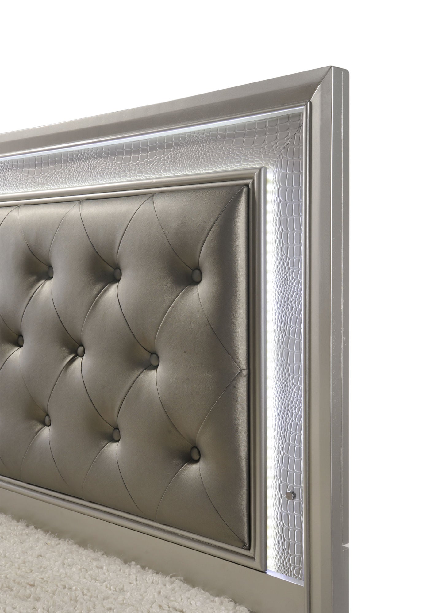 modern champagne upholstered diamond tufted bed