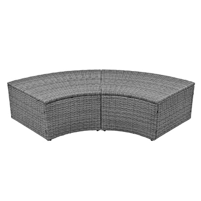 TOPMAX Patio 5-Piece Round Rattan Sectional Sofa Set, Beige
