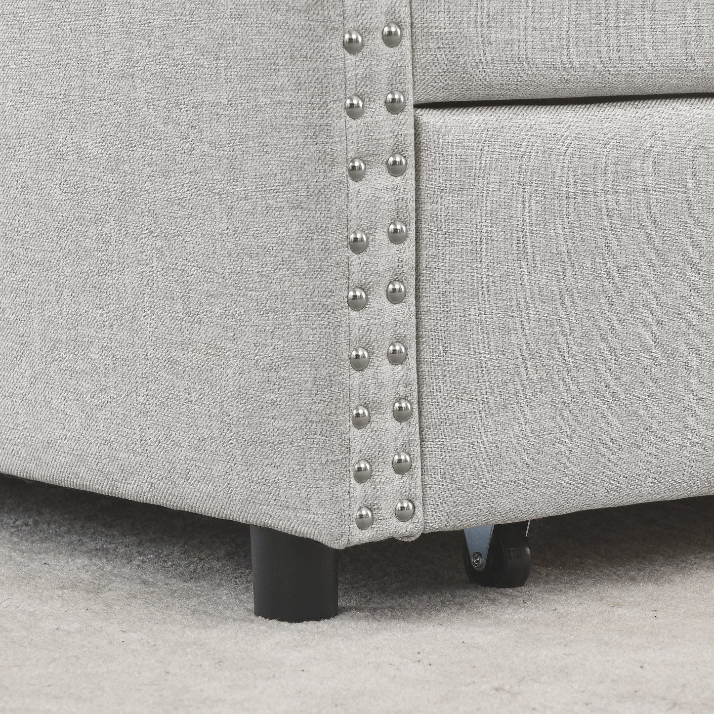 upholstered tufted daybed sofa bed  with drawers, beige