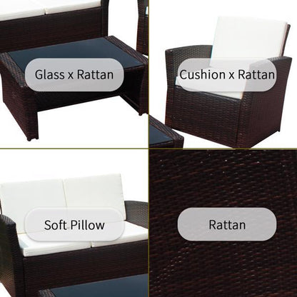 4Pcs Rattan PE Wicker Patio Set