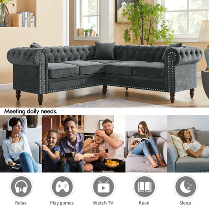 Moe Upholstered Sectional, Grey Velvet