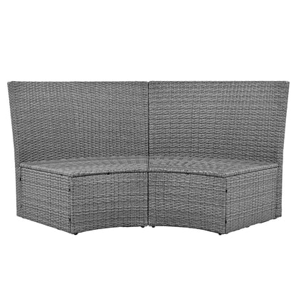 TOPMAX Patio 5-Piece Round Rattan Sectional Sofa Set, Beige