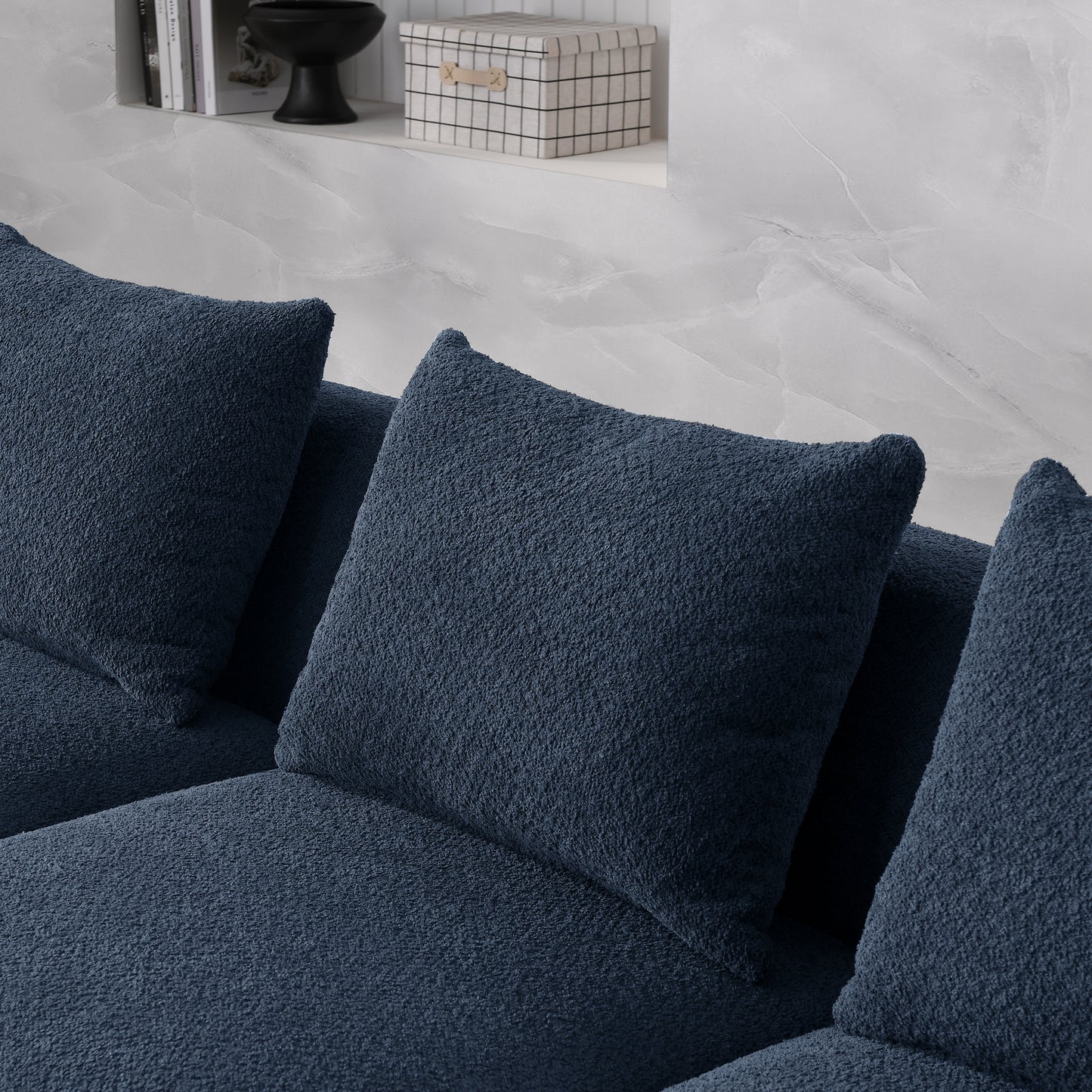 barney u shape sectional sofa including 2 ottomans,  navy