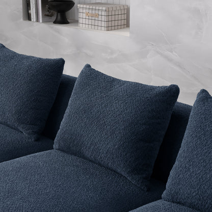 Barney U Shape Sectional Sofa including 2 Ottomans,  Navy