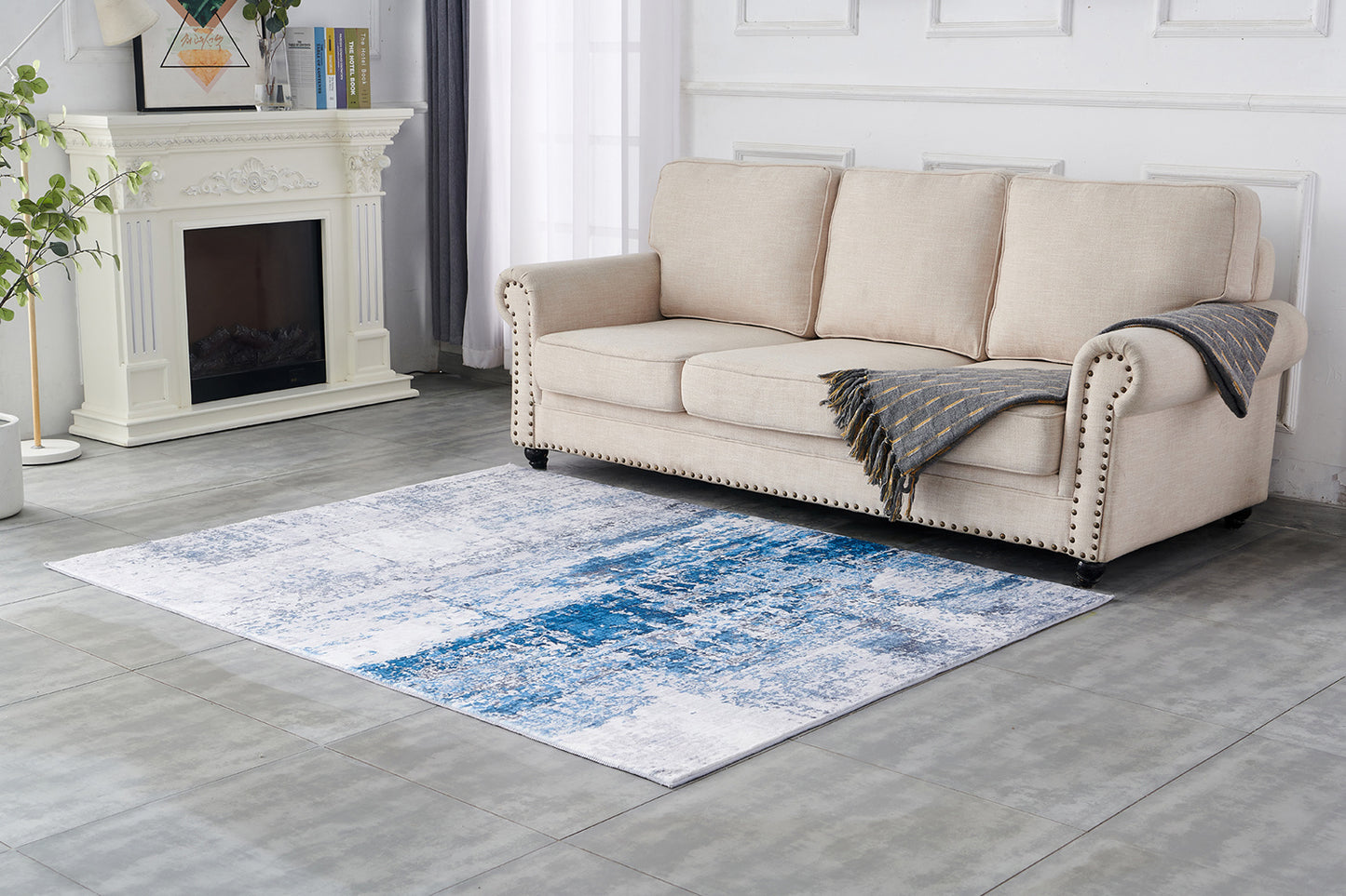 zara collection abstract design gray turquoise machine washable super soft area rug
