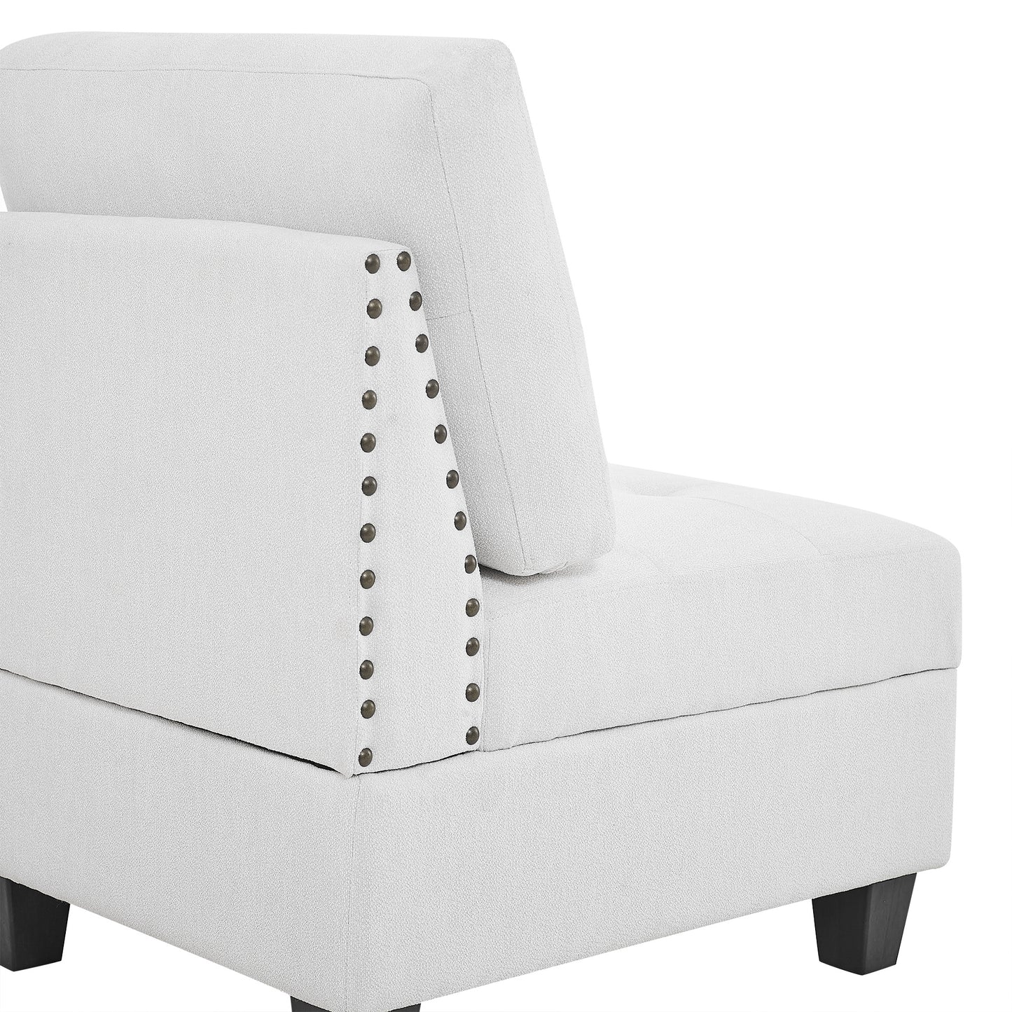 l shape modular sectional sofa includes 2 ottomans, ivory chenille