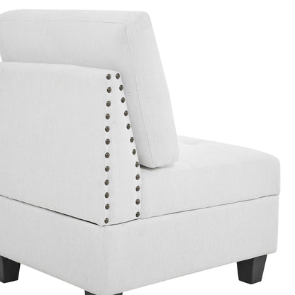 L shape Modular Sectional Sofa includes 2 Ottomans, Ivory Chenille
