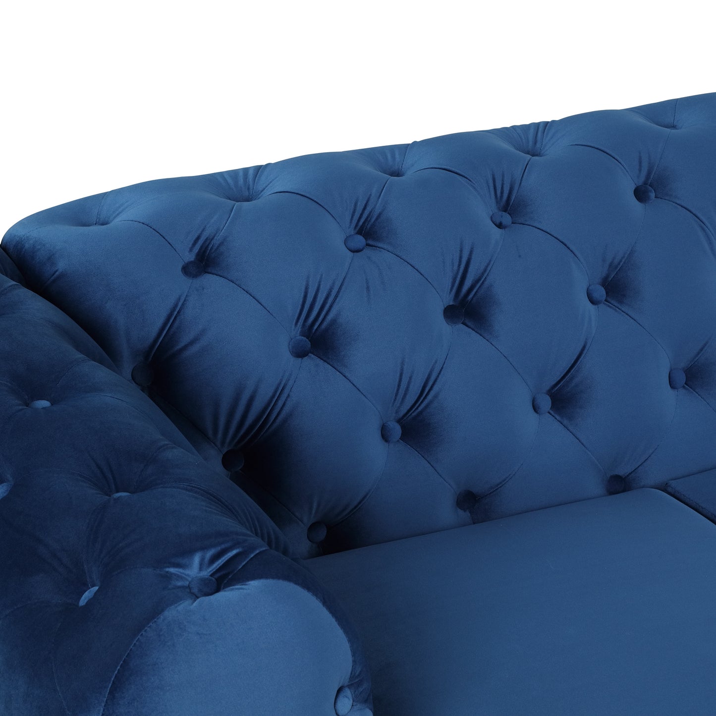 sara velvet upholstered sofa blue