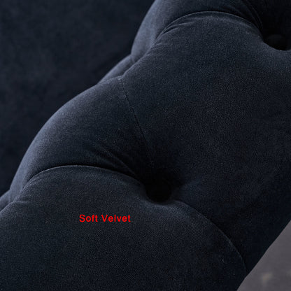 Chesterfield Velvet Sofa, Black