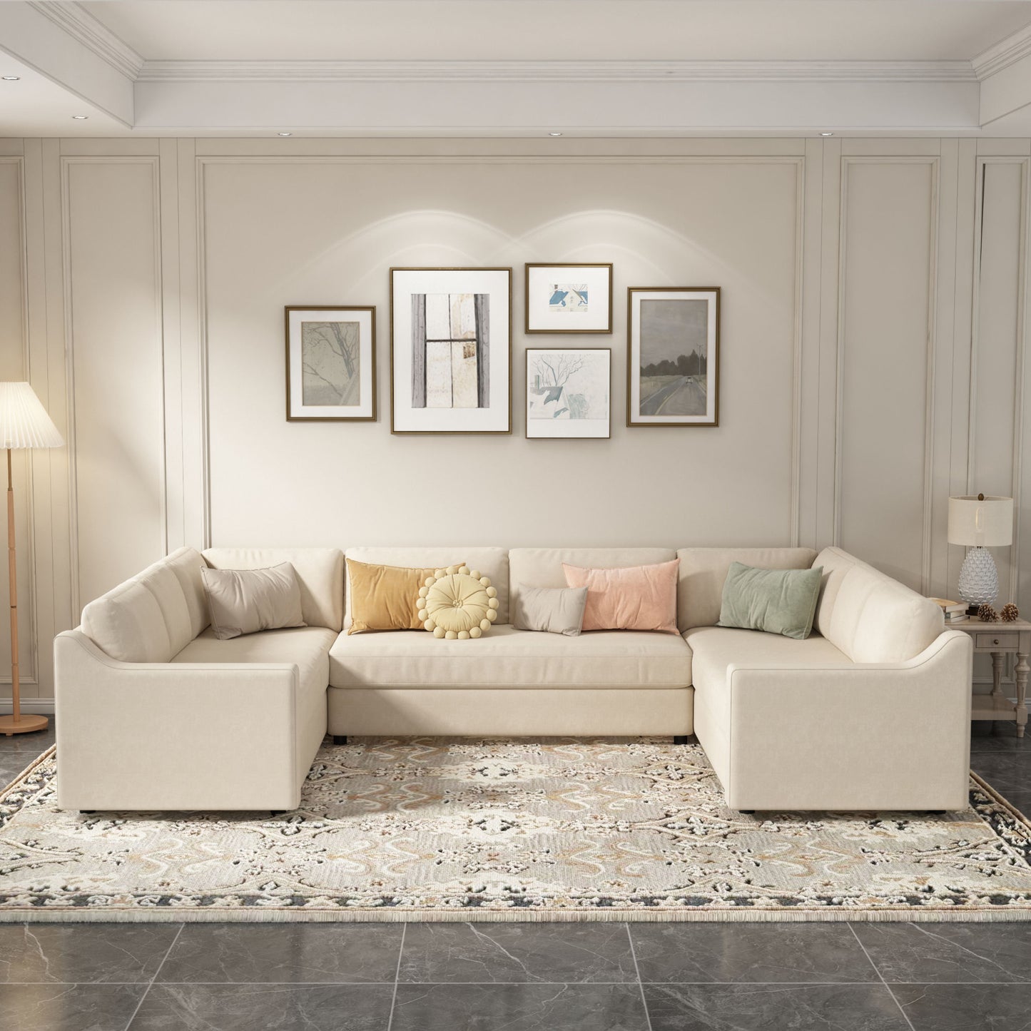 ustyle 3 pieces upholstered u-shaped sectional