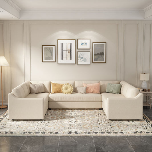 UStyle 3 Pieces Upholstered U-Shaped Sectional