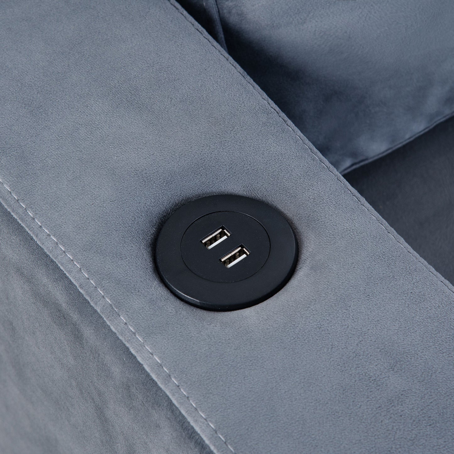 modern l shape sectional sofa with usb charging port, grey