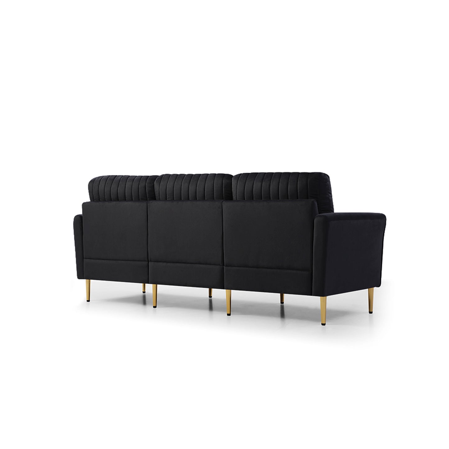 3 pieces sectional sofa set, black velvet