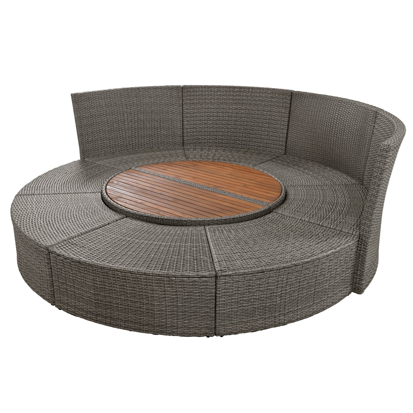 topmax patio 5-piece round rattan sectional sofa set, gray