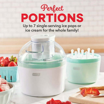 Everyday Ice Cream Maker with Mixing Bowl & Ice Pop Molds + Recipe Book, 1 Quart, 5.1 lbs