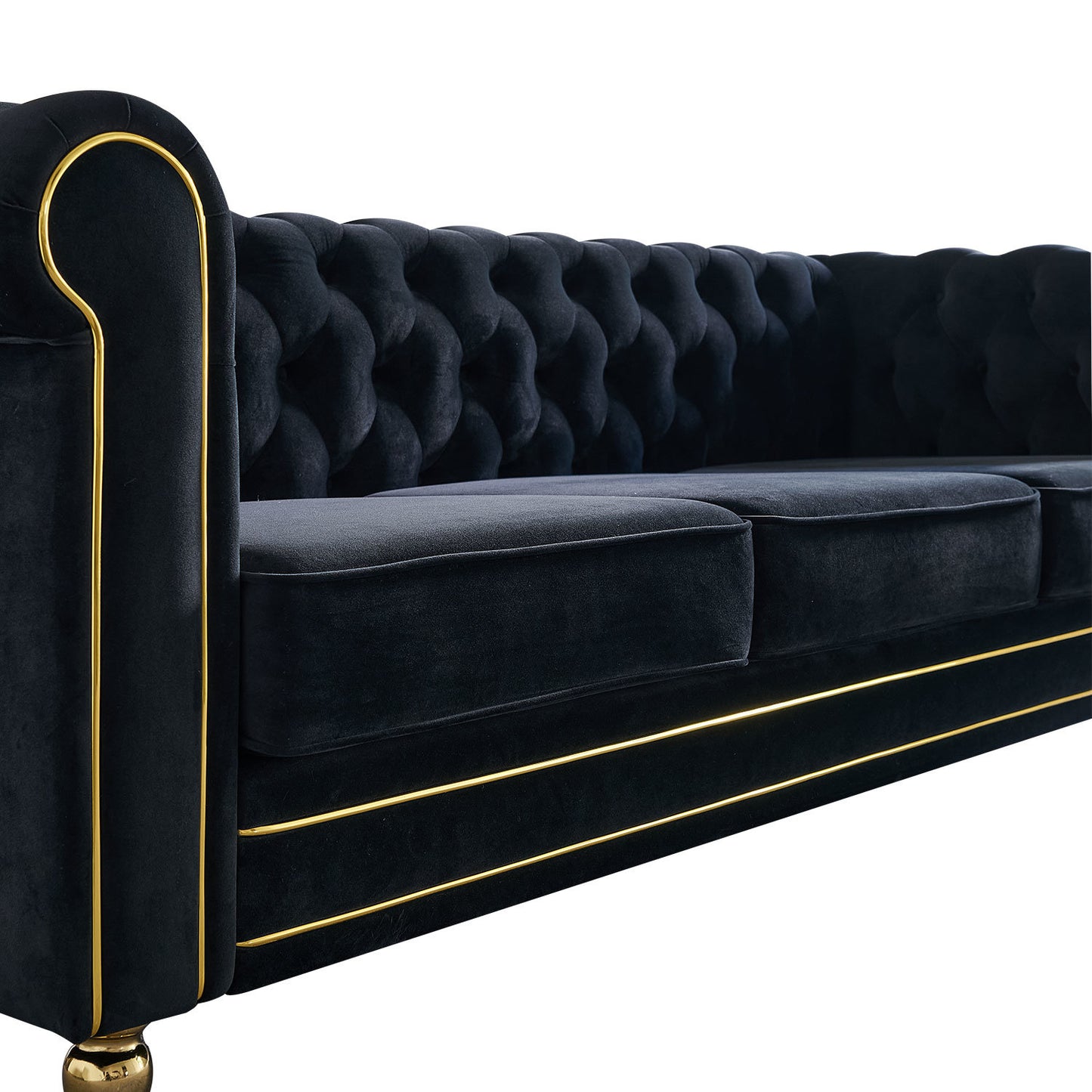 chesterfield velvet sofa, black