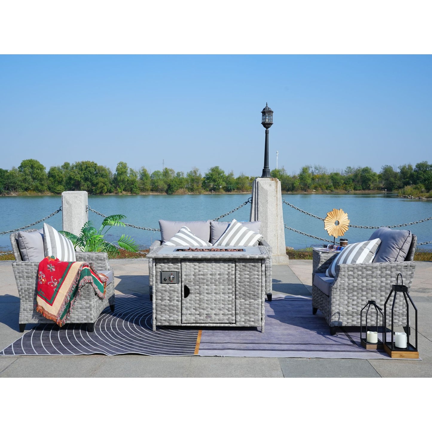 direct wicker fire pit table with chair rattan wicker sofa set