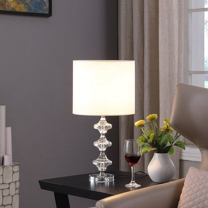 22.25" Geometric Prism Solid Crystal Table Lamp in Chrome Silver