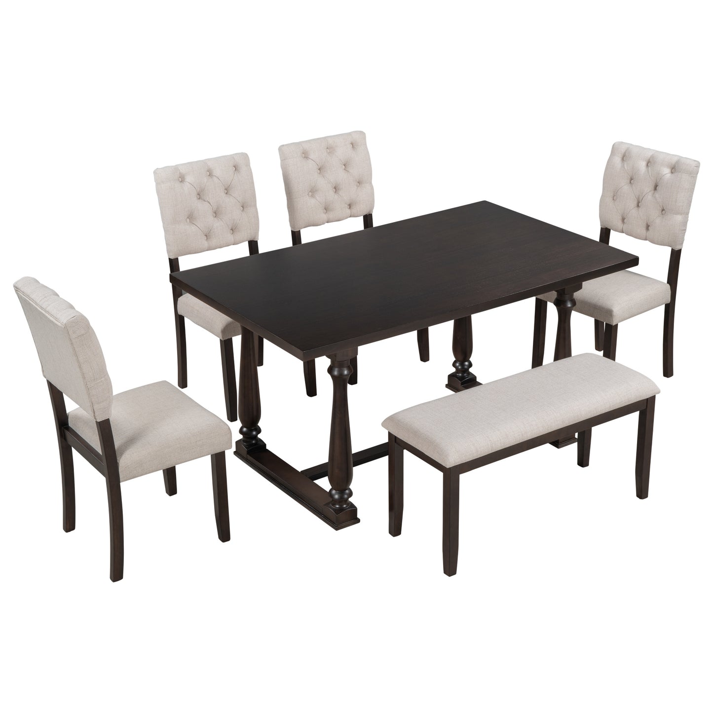 upholstered 6-piece dining table set