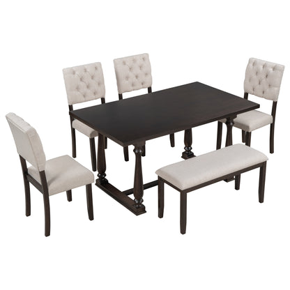 Upholstered 6-Piece Dining Table Set