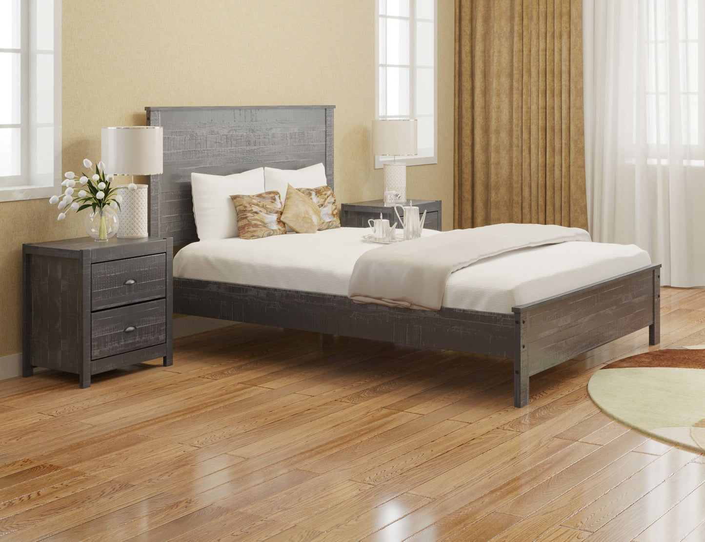 albany 3 piece twin bed set, gray