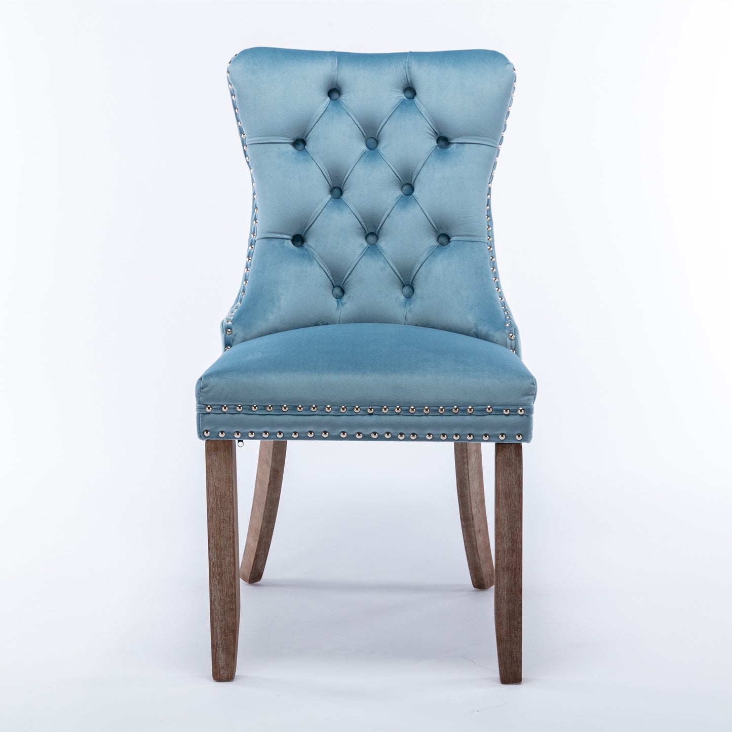 nikki collection modern high-end tufted dining chairs 2-pcs set, light blue