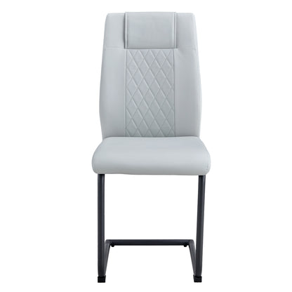 Faux Leather Cushion Chairs Set of 4, Light Grey+PU leather