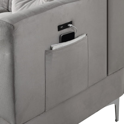 Chloe Sectional Sofa Chaise with USB Charging Port, Grey