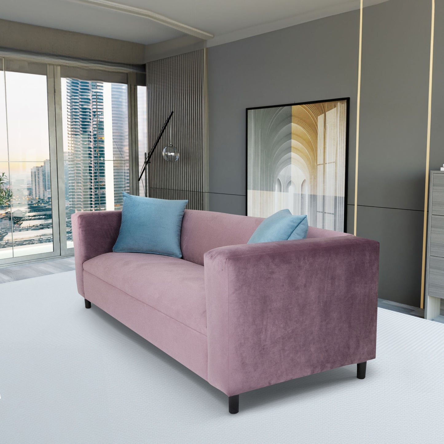 ava velvet sofa, lavender
