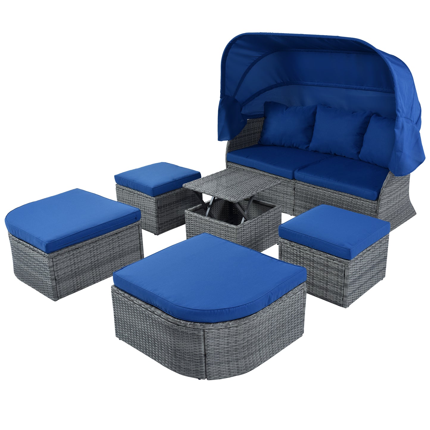 daybed/sunbed with retractable canopy set