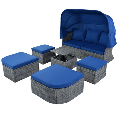 Daybed/Sunbed with Retractable Canopy Set