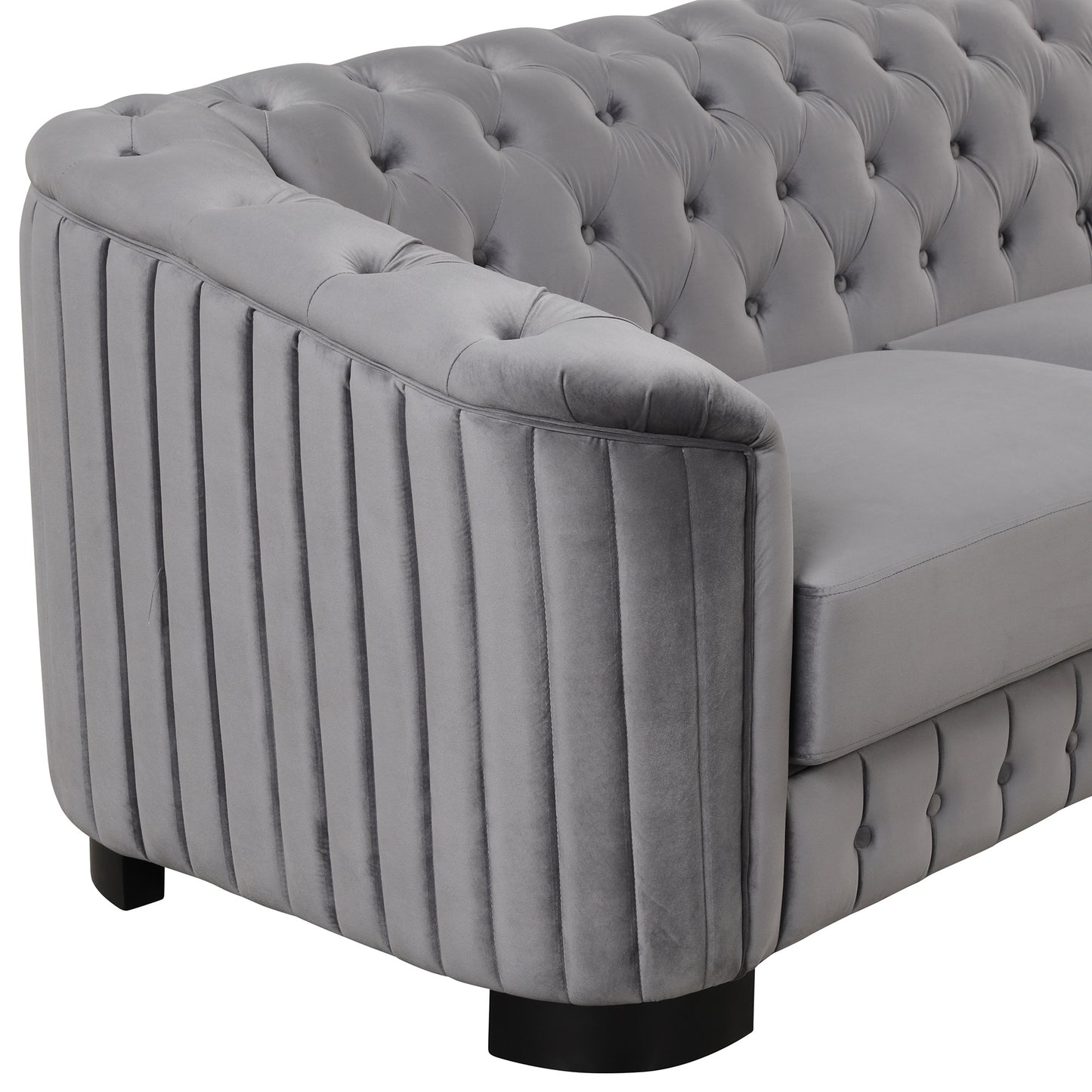mid century velvet upholstered sofa